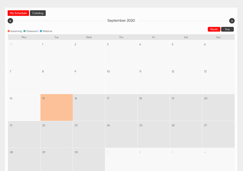 Enabling calendar view of the catalog for learners