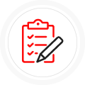 Clipboard and pen with checkmark