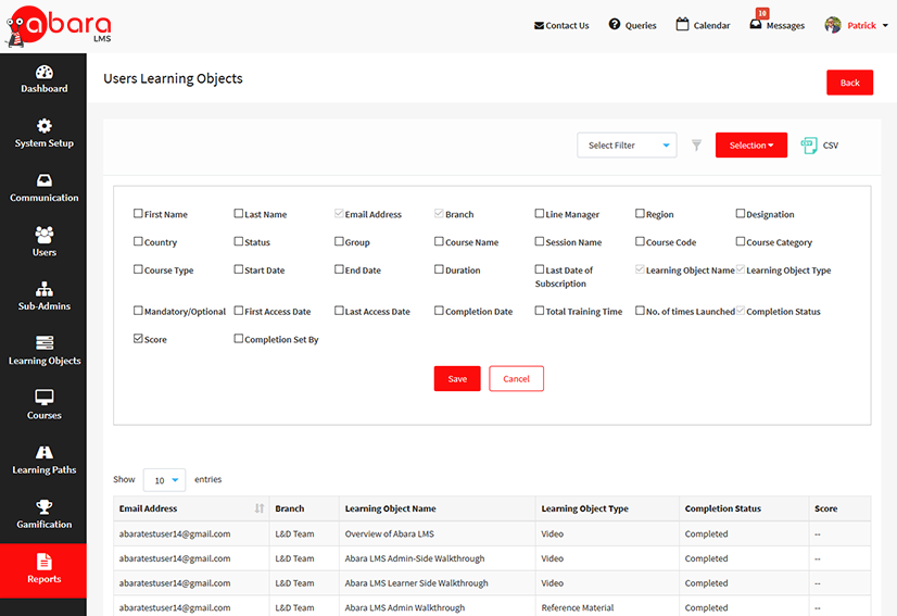 Lms with advanced reporting